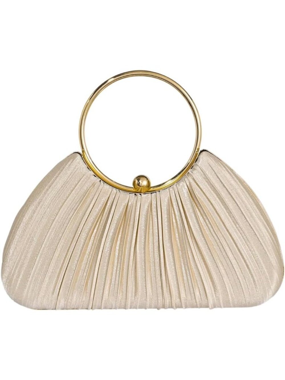 Women's Solid Beige Shell Shaped Clutch Purse Seashell Wedding Evening Bag